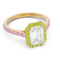 Halo Pave Emerald Cut Maragata Ring