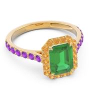 Halo Pave Emerald Cut Maragata Ring