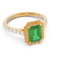 Halo Pave Emerald Cut Maragata Ring