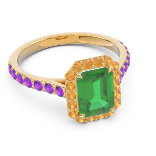 Halo Pave Emerald Cut Maragata Ring