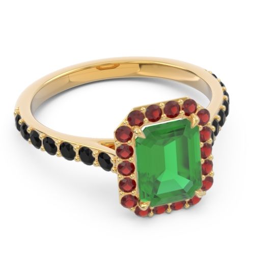 Halo Pave Emerald Cut Maragata Ring