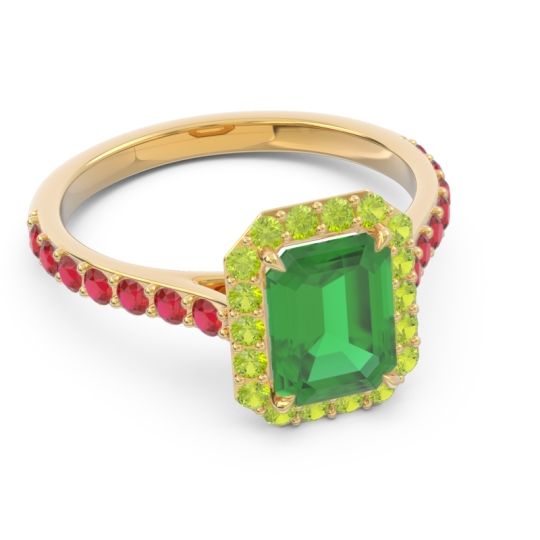 Halo Pave Emerald Cut Maragata Ring