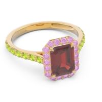 Halo Pave Emerald Cut Maragata Ring