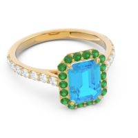 Halo Pave Emerald Cut Maragata Ring