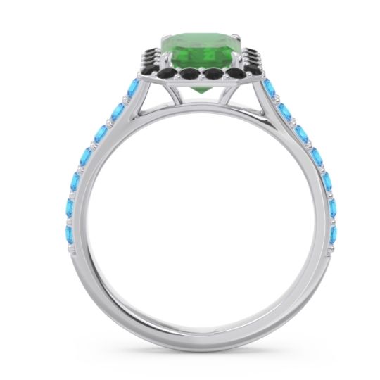 Halo Pave Emerald Cut Maragata Ring