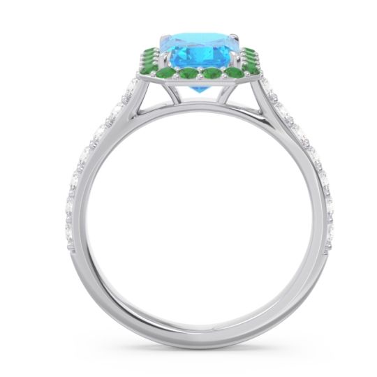 Halo Pave Emerald Cut Maragata Ring