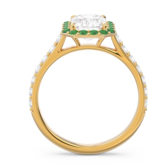 Halo Pave Emerald Cut Maragata Ring