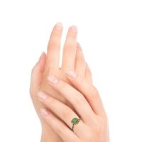 Halo Pave Emerald Cut Maragata Ring