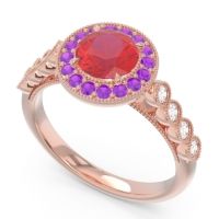 Halo Milgrain Pave Yojana Ring