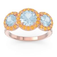 Three Stone Halo Abhra Ring