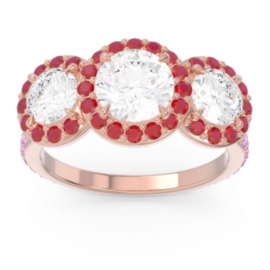 Three Stone Halo Abhra Ring
