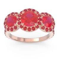 Three Stone Halo Abhra Ring