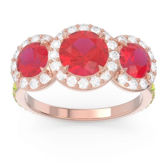 Three Stone Halo Abhra Ring