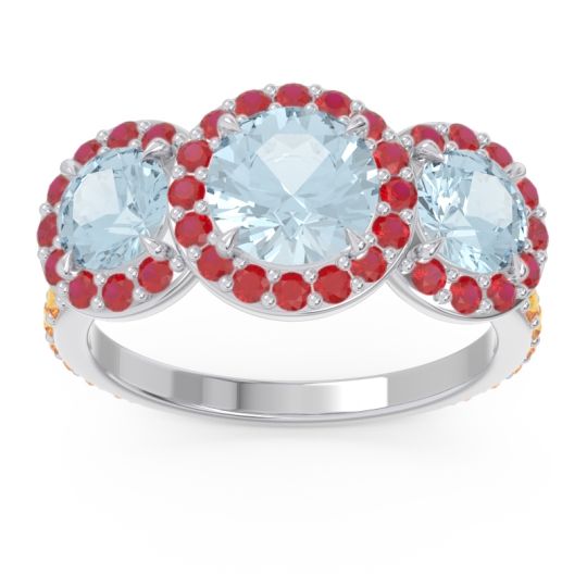 Three Stone Halo Abhra Ring