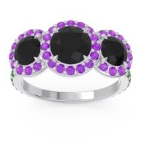 Three Stone Halo Abhra Ring