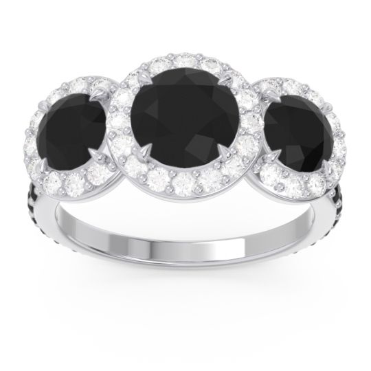 Three Stone Halo Abhra Ring