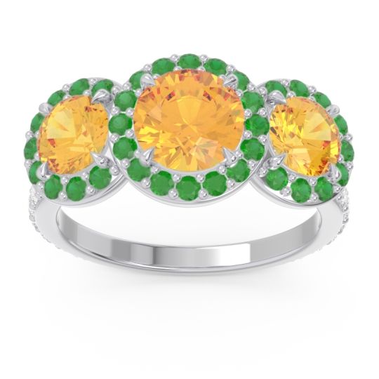 Three Stone Halo Abhra Ring