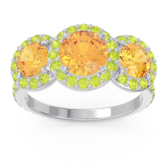 Three Stone Halo Abhra Ring