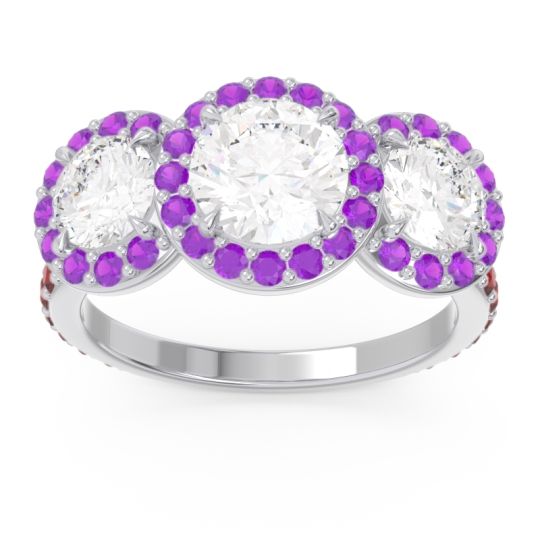 Three Stone Halo Abhra Ring