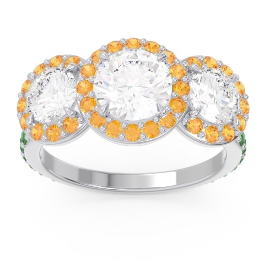 Three Stone Halo Abhra Ring