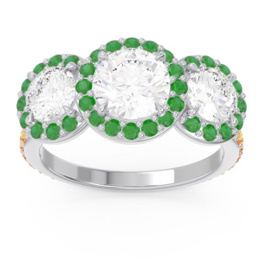 Three Stone Halo Abhra Ring