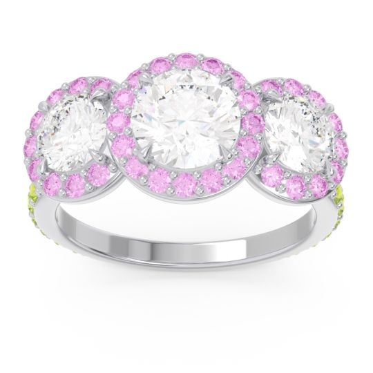 Three Stone Halo Abhra Ring