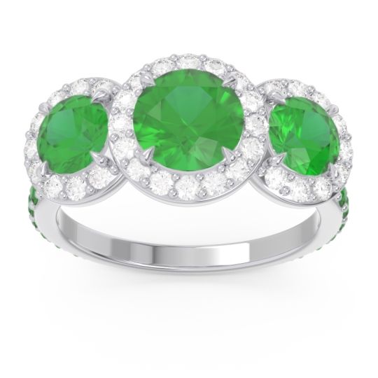 Three Stone Halo Abhra Ring