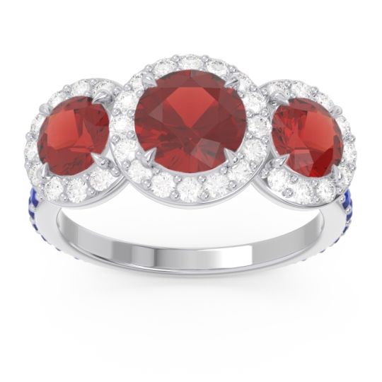 Three Stone Halo Abhra Ring