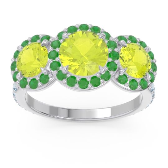 Three Stone Halo Abhra Ring