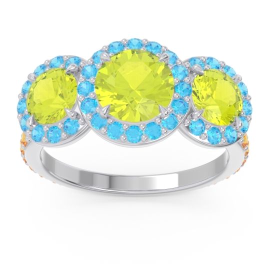 Three Stone Halo Abhra Ring