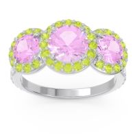 Three Stone Halo Abhra Ring