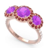 Three Stone Halo Abhra Ring