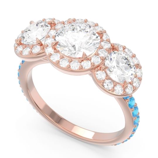 Three Stone Halo Abhra Ring