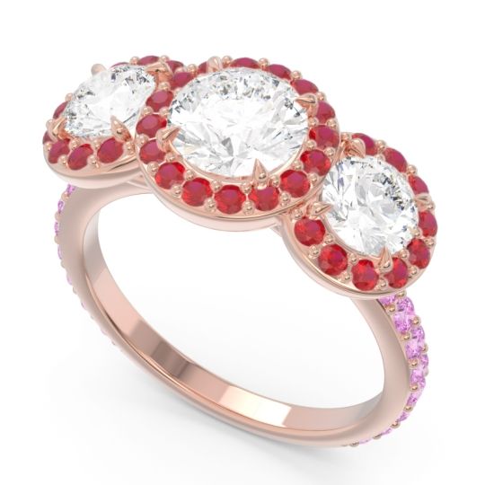 Three Stone Halo Abhra Ring