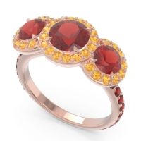 Three Stone Halo Abhra Ring