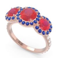 Three Stone Halo Abhra Ring