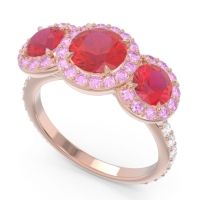 Three Stone Halo Abhra Ring