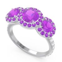 Three Stone Halo Abhra Ring