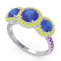 Three Stone Halo Abhra Ring