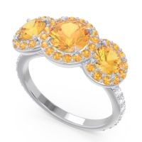 Three Stone Halo Abhra Ring