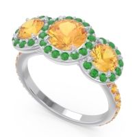 Three Stone Halo Abhra Ring