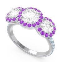 Three Stone Halo Abhra Ring