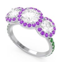Three Stone Halo Abhra Ring