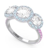 Three Stone Halo Abhra Ring