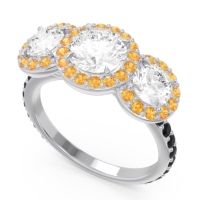 Three Stone Halo Abhra Ring