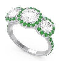 Three Stone Halo Abhra Ring