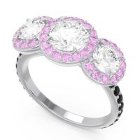 Three Stone Halo Abhra Ring