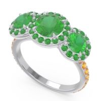 Three Stone Halo Abhra Ring