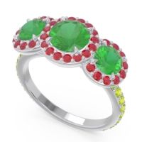 Three Stone Halo Abhra Ring