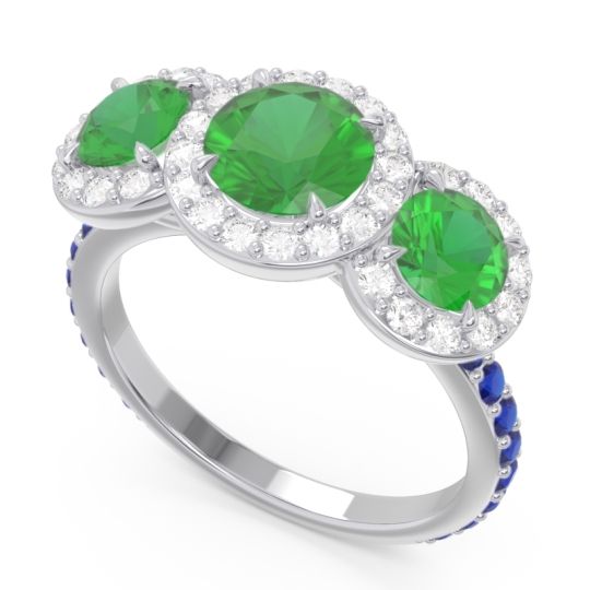 Three Stone Halo Abhra Ring